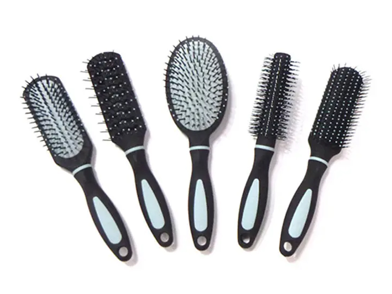 ست شانه ماساژور پوست سر با دسته پلاستیکی Detangle Hard Bristle