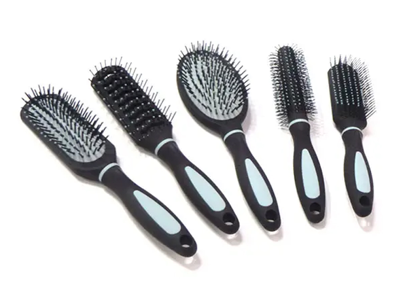ست شانه ماساژور پوست سر با دسته پلاستیکی Detangle Hard Bristle