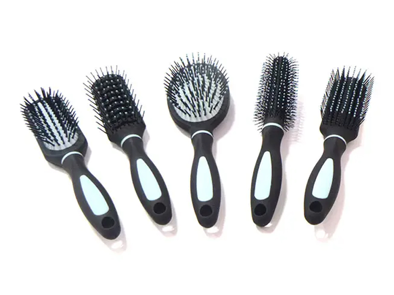 ست شانه ماساژور پوست سر با دسته پلاستیکی Detangle Hard Bristle